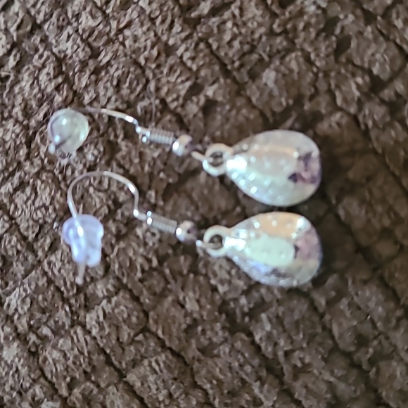 Peach Tear Drop Earrings - Picture 2 of 3